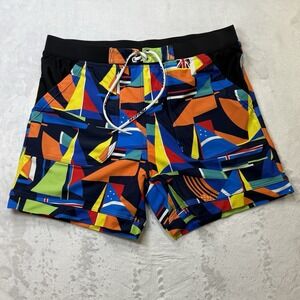 Taddlee Men's Graphic Swim Trunks USA L Stretch Lined Drawstring Shorts